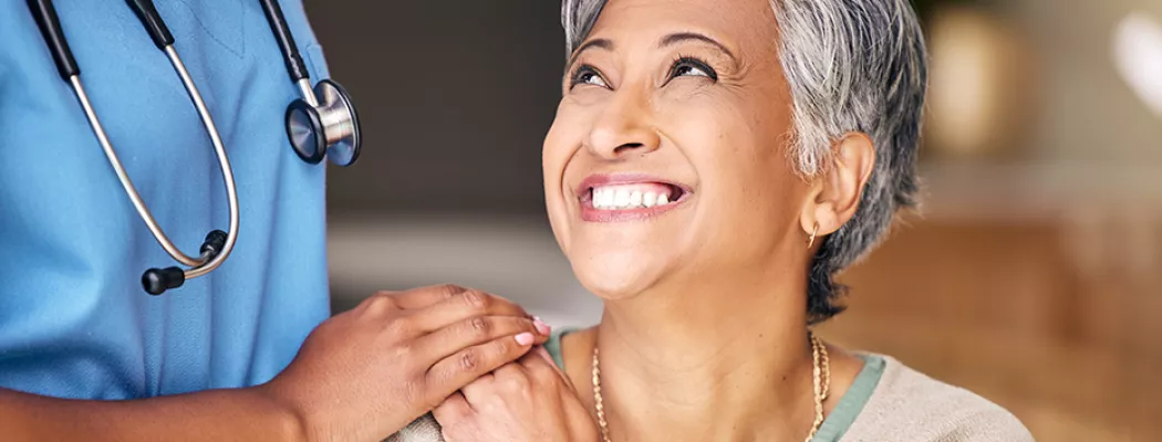 Patient looking at care giver